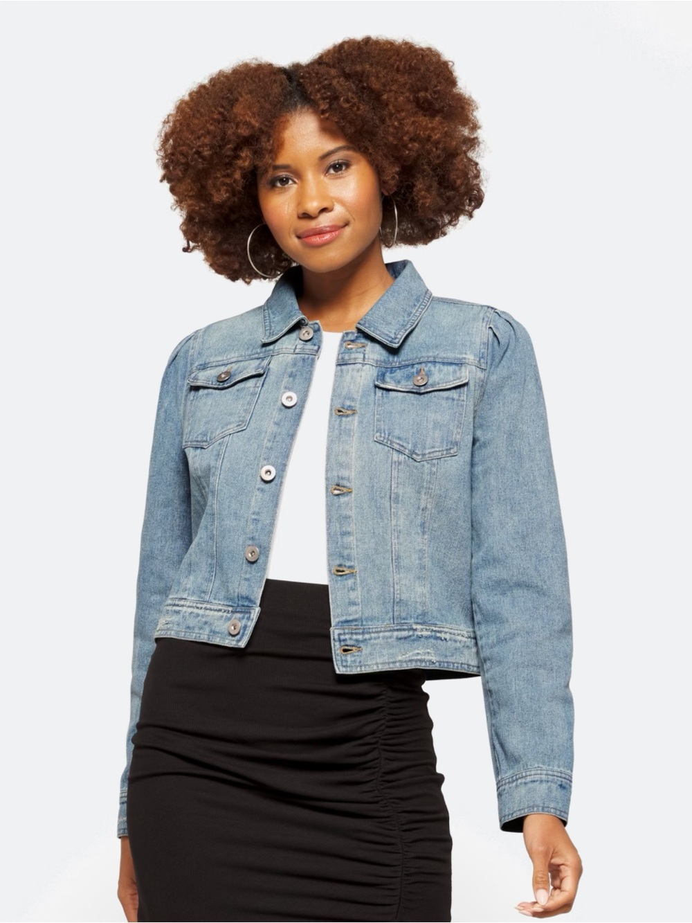 BB Dakota by Steve Madden Puff Sleeve Cropped Denim Jacket